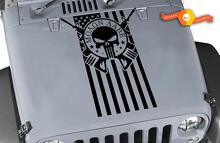 Punisher Skull Molon Labe US Flag Hood Vinyl Decal _2