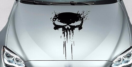 Punisher Skull Splash Style Hood Vinyl Decal Sticker for Cars