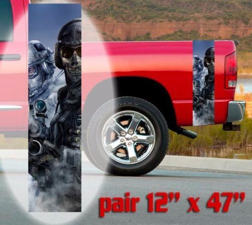Army Soldier Skull Truck Bed Side Vinyl Decal Set for Pickup Trucks