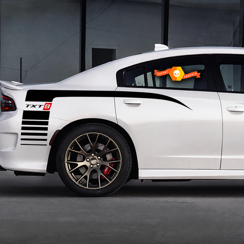 Custom TXT8 Quarter Panel Stripes Rear Fender Vinyl Decal Sticker for Dodge Charger 2006-2010