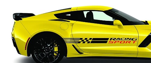 Racing Sport Side Stripe Vinyl Decal Set for Chevy Corvette_1