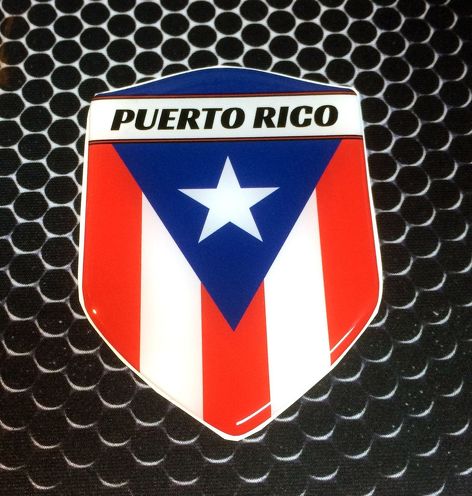 Puerto Rico Proud Shield Flag Domed Decal Emblem Car Sticker 3D 2.3 x 3.3