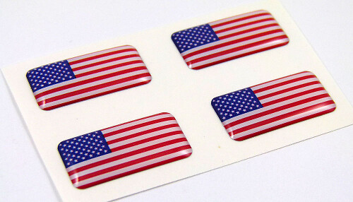 USA American Flag Mini Domed Emblems Decal Set
