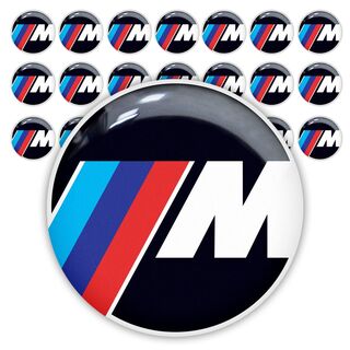 21pc BMW M Power Performance 25mm 3d domed sticker decal emblems
