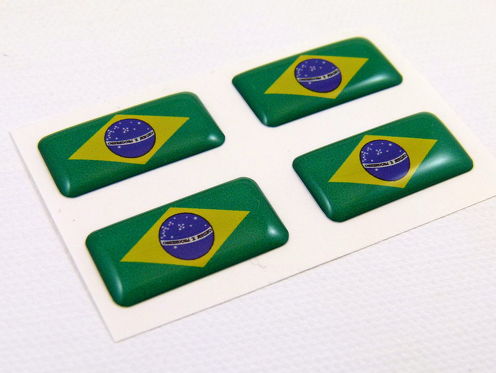 Brazil mini domed Flag decals 4 emblems Car auto bike boat  stickers
