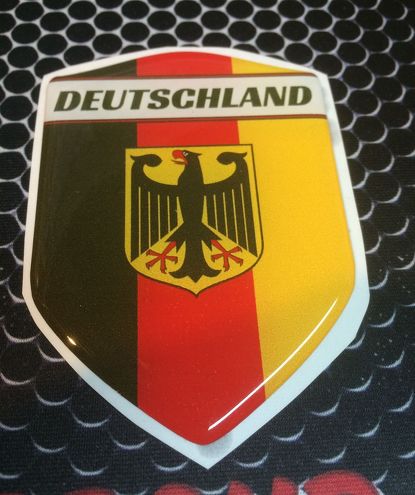 Germany Deutschland Proud Shield Domed Decal Emblem Car Sticker 3D 2.3 x 3.3