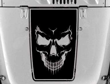 Evil Skull Hood Blackout Vinyl Decal for Jeep Wrangler 