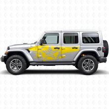 Distressed USA Flag Star Side Vinyl Decal Kit for Jeep Wrangler_5