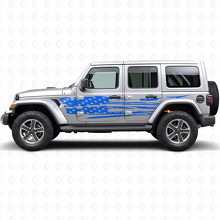 Distressed American Flag Side Vinyl Decal Set for Jeep Wrangler_2