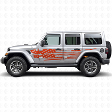 Distressed American Flag Side Vinyl Decal Set for Jeep Wrangler_4