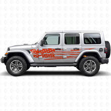 Distressed American Flag Side Vinyl Decal Set for Jeep Wrangler_4