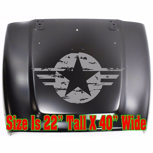 Distressed Military Star Hood Vinyl Decal for Cars