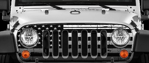 Adhesive pour calandre avant drapeau américain usé pour Jeep Wrangler JK 2007-2018
