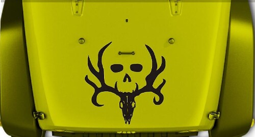 Two Skull Antler Hood Vinyl Decal for Jeep Wrangler