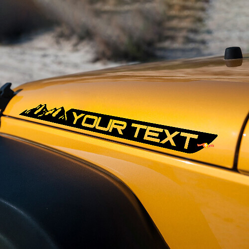 Mountain Style with Custom Text Hood Vinyl Decal Sticker for Jeep Wrangler
