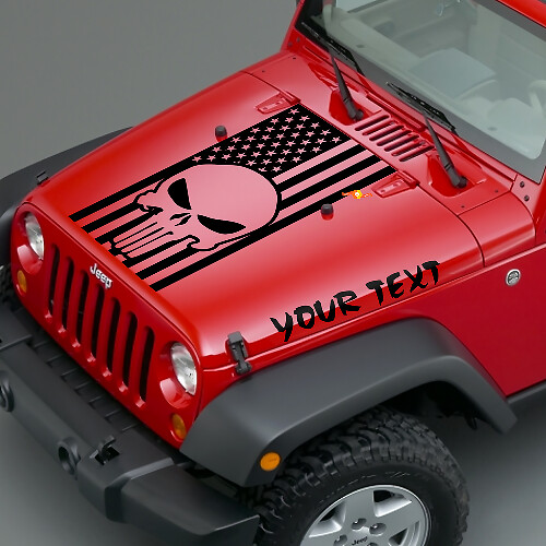 Punisher Skuss & USA Flag Bonnet Vinyl Decals for Jeep Wrangler