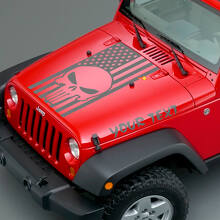 Punisher Skuss & USA Flag Hood Vinyl Decals for Jeep Wrangler_2