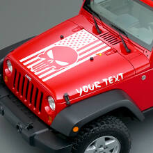 Punisher Skuss & USA Flag Hood Vinyl Decals for Jeep Wrangler_3