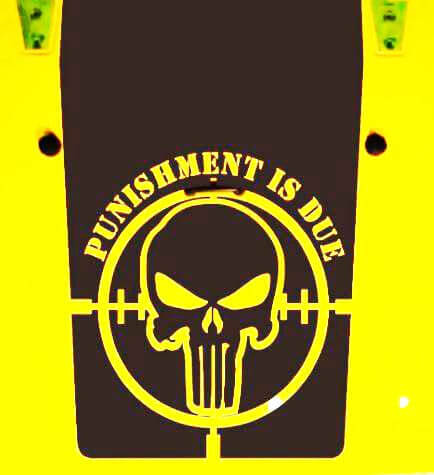 Punishment Is Due Skull Vinyl Hood Decal for Jeep Wrangler