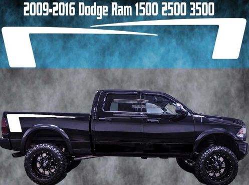 2009-2016 Dodge Ram Quarter Vinyl Decal Graphic Truck Bed Stripes Hemi Hockey