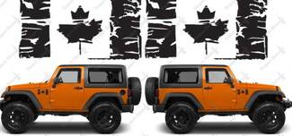 (2) Flag of Canada Grunge Maple Leaf Distressed Vinyl Decals fits: Jeep Wrangler
