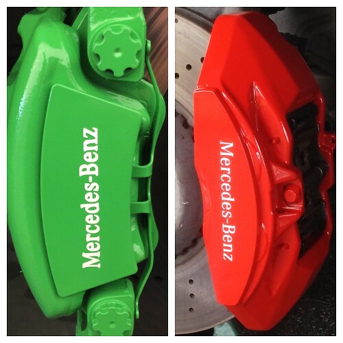 8 pc set White Mercedes Benz Brake Caliper Vinyl Stickers Decal Logo Overlay AMG
