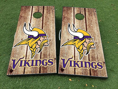 Minnesota Vikings Style Cornhole Board Vinyl Wrap Decal Set