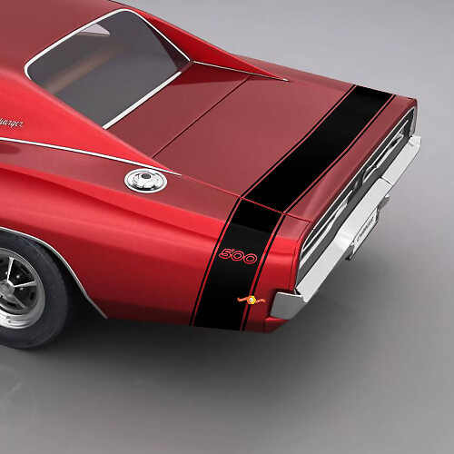  500 Stripe Rear Trunk and Quarter Panel Vinyl Decal Kit for Dodge Charger 500 1969