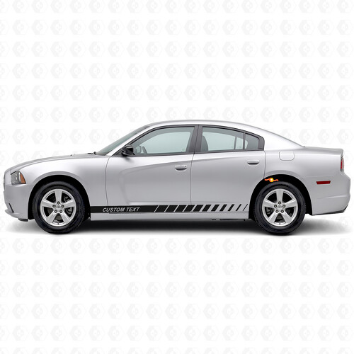 Custom Text Strobe Stripes Side Vinyl Decal Sticker for Dodge Charger 2011-2014