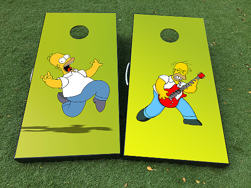 Homer Simpson Dizzy and Rock Style Cornhole Board Vinyl Wrap Decals