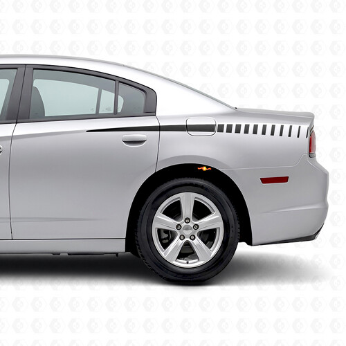 Tapering Strobe Stripes Side Vinyl Decal Sticker for Dodge Charger 2011-2014_1