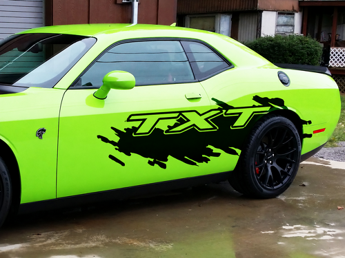 TXT Splash Grunge Side Vinyl Decal Sticker for Dodge Challenger