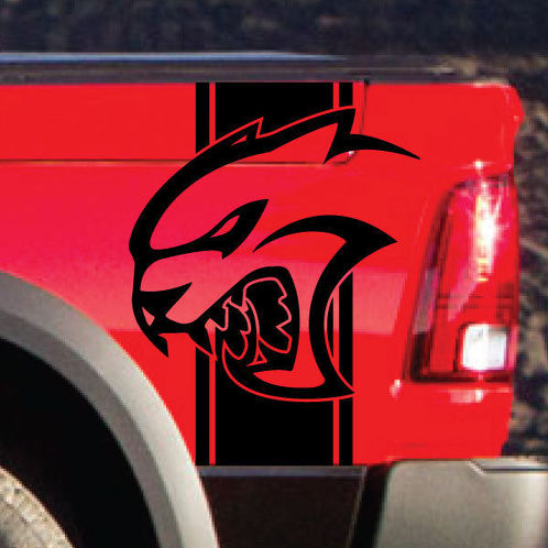 Dodge Ram Rebel Hell Cat Side Stripe Logo Vinyl Decal Graphic Hellcat