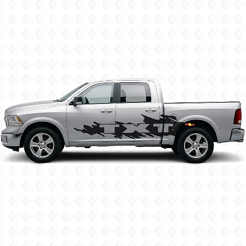 Mud Splash Style Lettering Side Vinyl Decal Kit for Dodge Ram