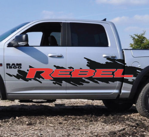 2 Color Dodge Ram Rebel Logo Splash Grunge Vinyl Decal Graphic Camo Truck Cast