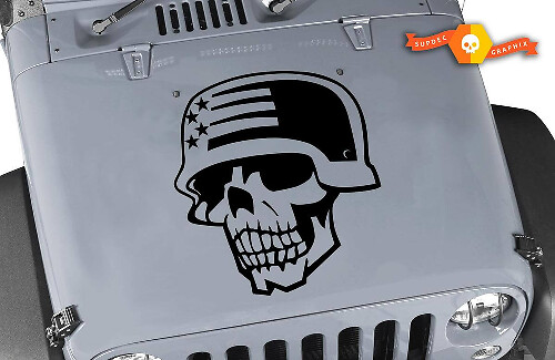Army Skull Hood Vinyl Decal for Jeep Wrangler 