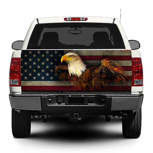 USA Flag and Eagle Tailgate Vinyl Decal for Pick-up Trucks SUVs