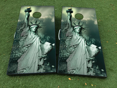 Statue of Liberty USA Cornhole Board Game Decal VINYL WRAPS with LAMINATED
