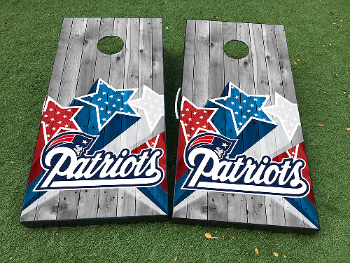 Patriots Football-Inspired Cornhole Board Vinyl Wrap Decal Set
