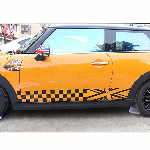 Checkered Side Skirt Racing Stripe Decals for MINI Cooper F56