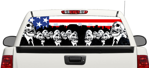 American Flag Zombies Death Rear Window Decal Sticker Pick-up Truck SUV Car 3