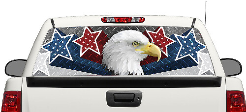 Bald Eagle & USA Stars Rear Window Vinyl Decal for Pick-up Trucks SUVs