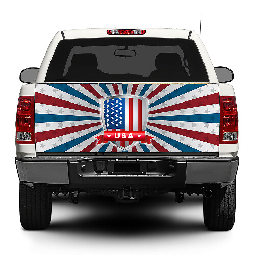 USA Flag Shield Tailgate Vinyl Decal Sticker