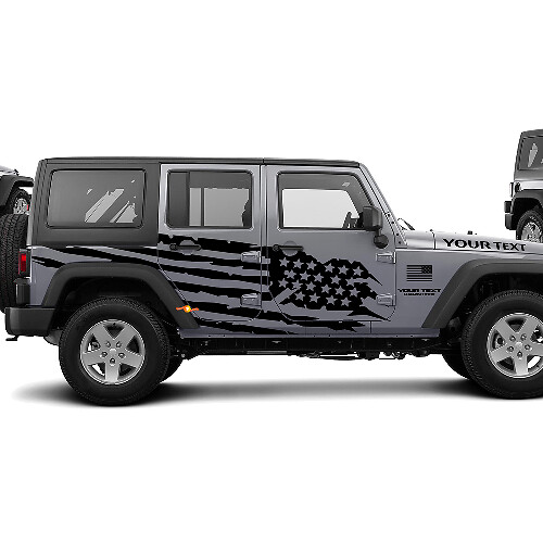 Distressed USA Flag Side Vinyl Sticker Decal for Jeep Wrangler Unlimited JK 
