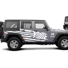 Distressed USA Flag Side Vinyl Sticker Decal for Jeep Wrangler Unlimited JK _2