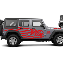 Distressed USA Flag Side Vinyl Sticker Decal for Jeep Wrangler Unlimited JK _3