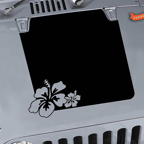 Hibiscus Hood Blackout Vinyl Sticker Decal for Jeep Wrangler Unlimited JK