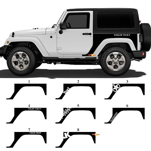 Custom Rear Quarter Side Vinyl Decal Set for Jeep Wrangler JK_1