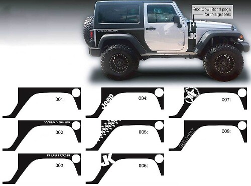 JEEP Decal Sticker Rear Quarter side graphics 07-16  Wrangler JK 2 door