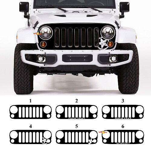Autographiertes Grill-Schwarzout-Grafik-Vinylaufkleber-Aufkleber für Jeep Wrangler Rubicon JK